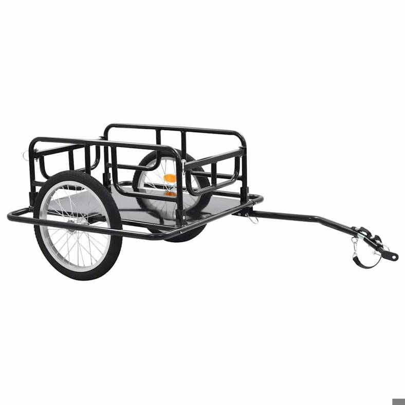 VIDA XL - 130x73x48,5cm - Hochwertiger Fahrradanhänger aus Stahl (Schwarz)