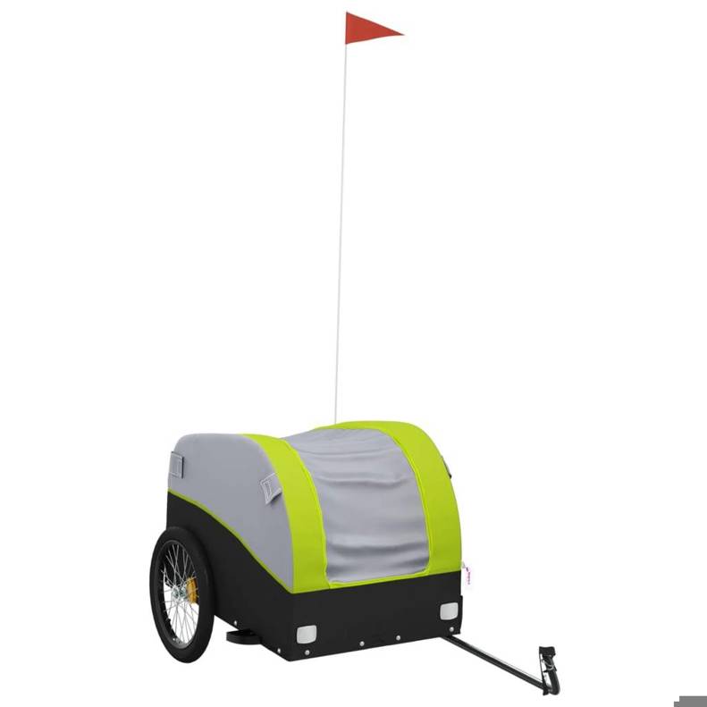 VIDA XL - 45 kg - Fahrradanhänger Schwarz und Standard-Grün (seidenmatt) - 1St.