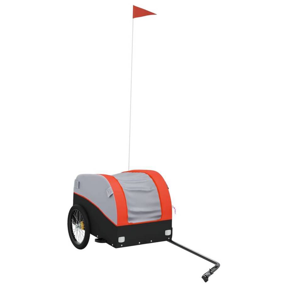 VIDA XL - Fahrradanhänger Schwarz und Orange (30 kg, Eisen)
