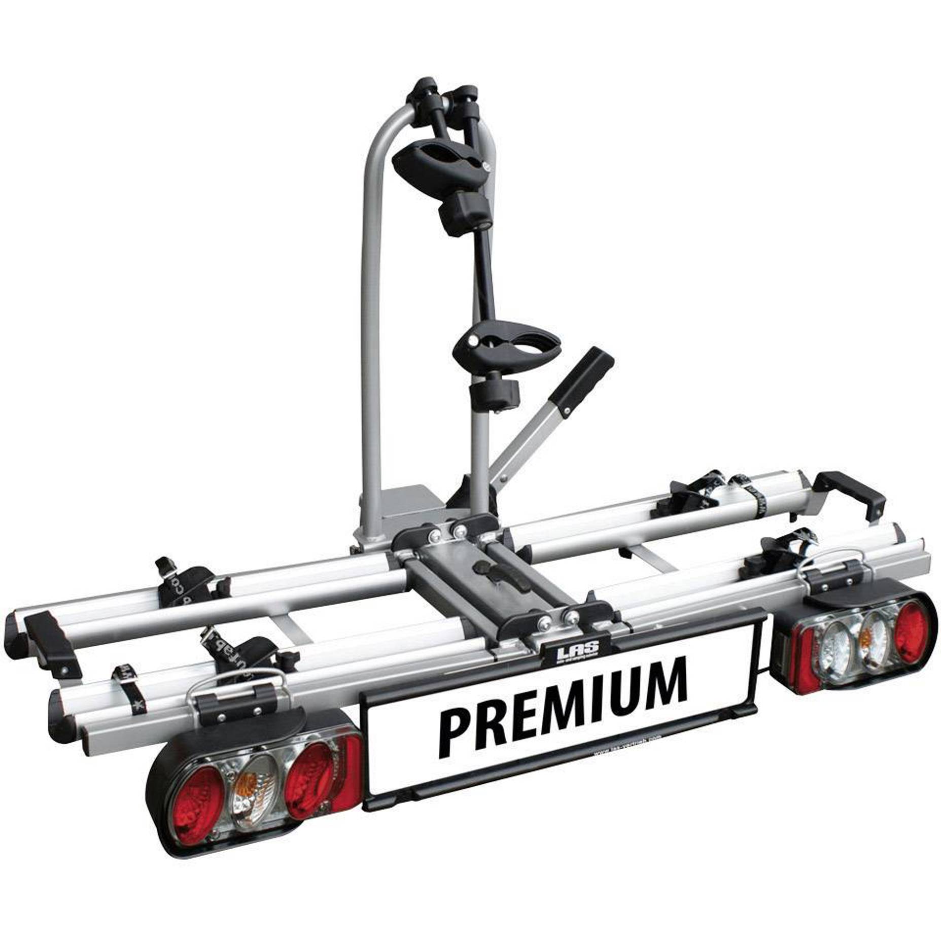Eufab - Premium 12011LAS (Anhängerkupplung) Fahrradträger (Stahl, Aluminium) für 2 Fahrräder (Schnellbefestigung, Abklappbar, Abschließbar, faltbar)