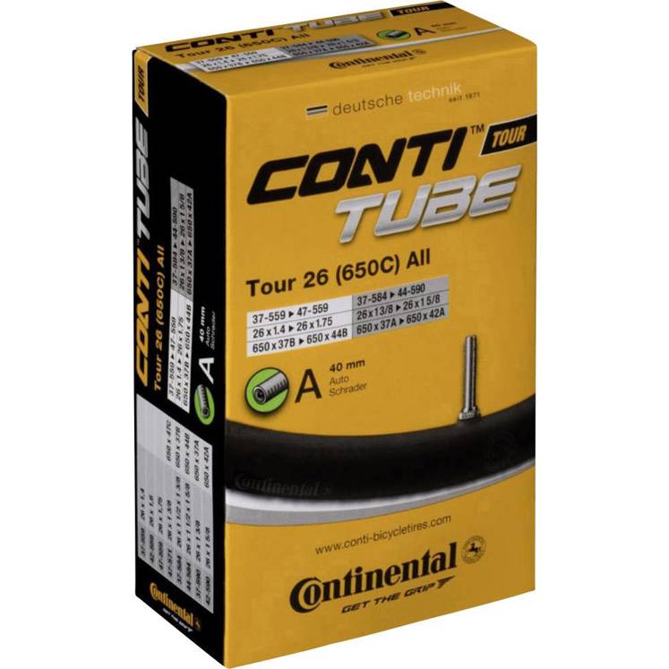 Continental - Tour 26 - Robuster Fahrradschlauch (Schwarz, AV 40mm)